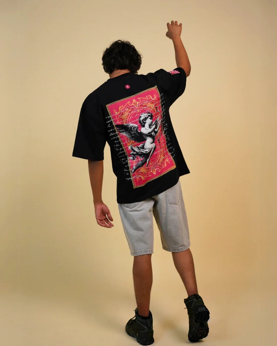 teeside graphic tee with angel print on back, casual streetwear style