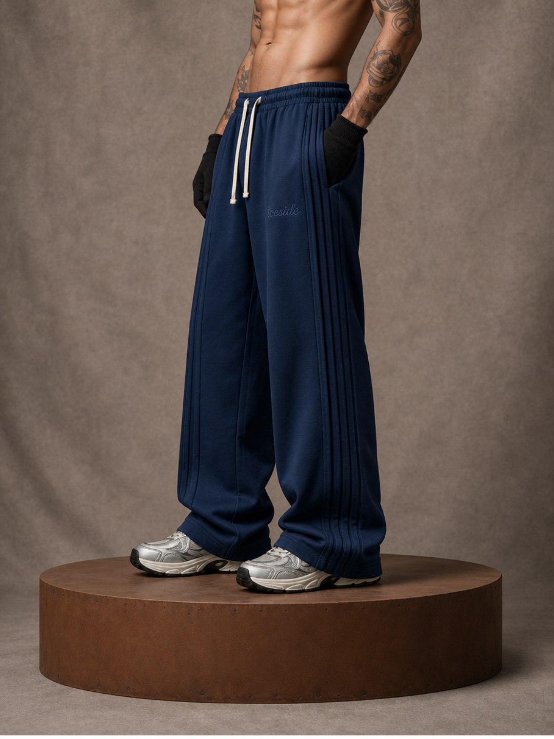Pleated Navy Pants
