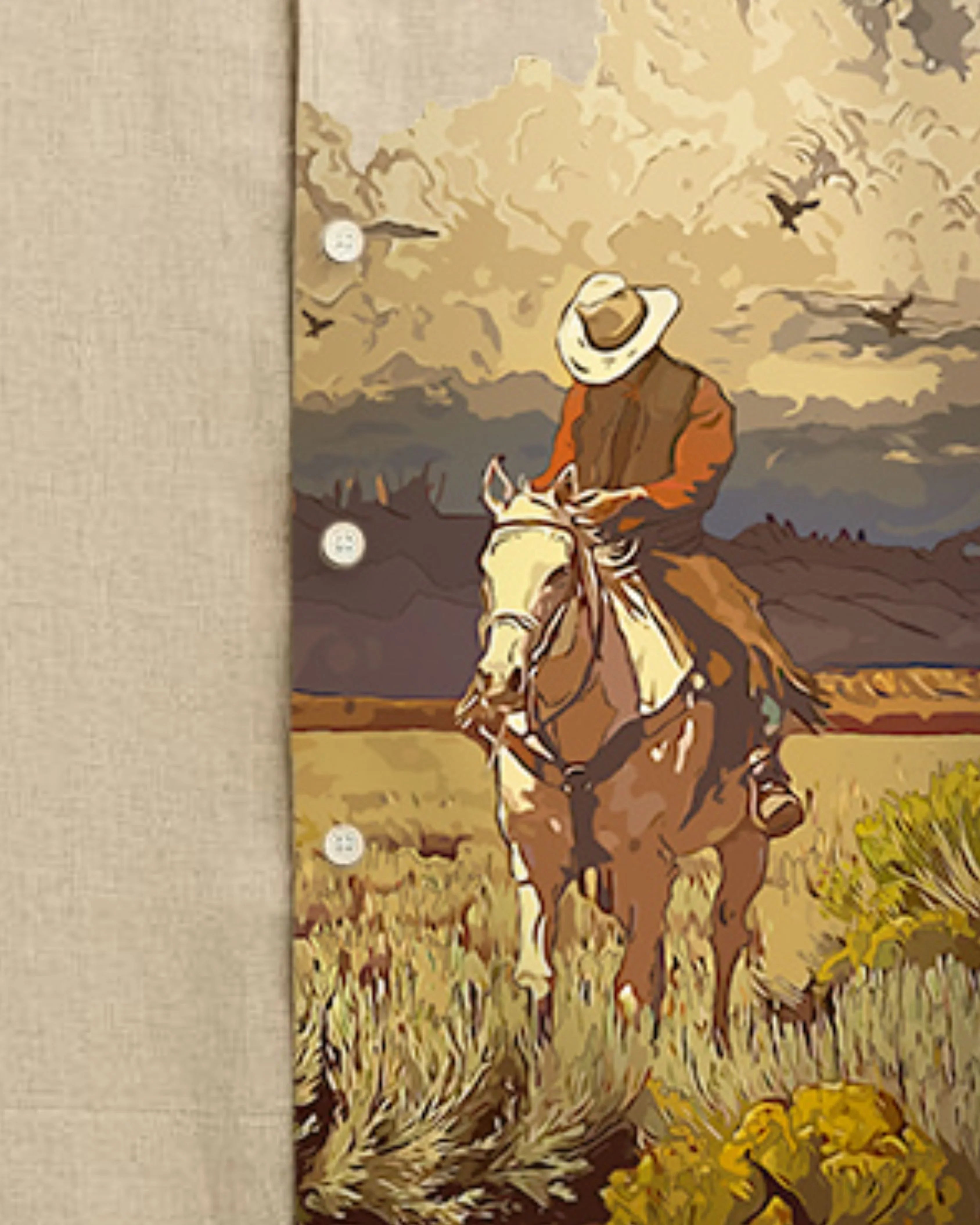 teeside shirt with cowboy and horse print in Western landscape design
