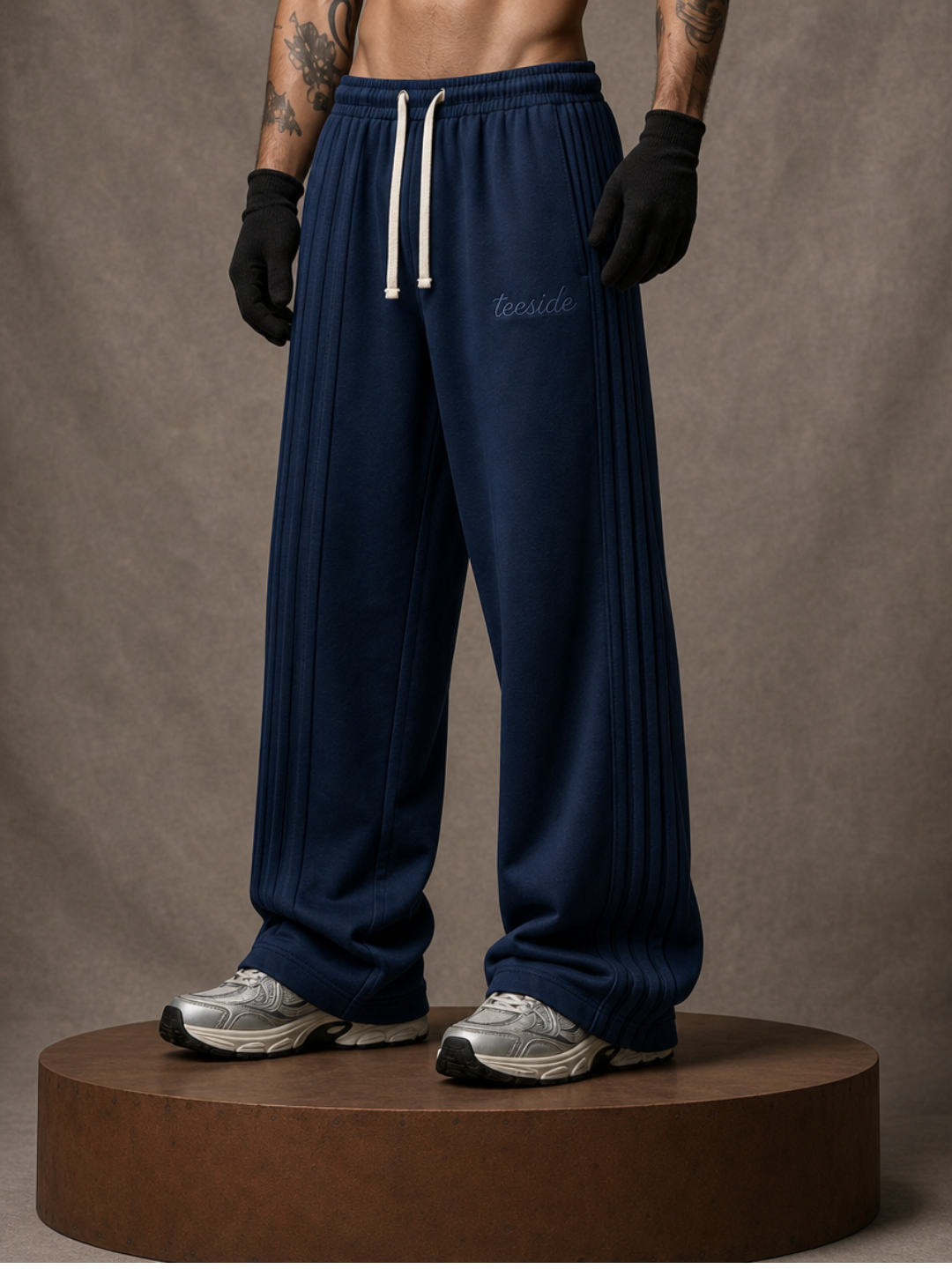 Pleated Navy Pants