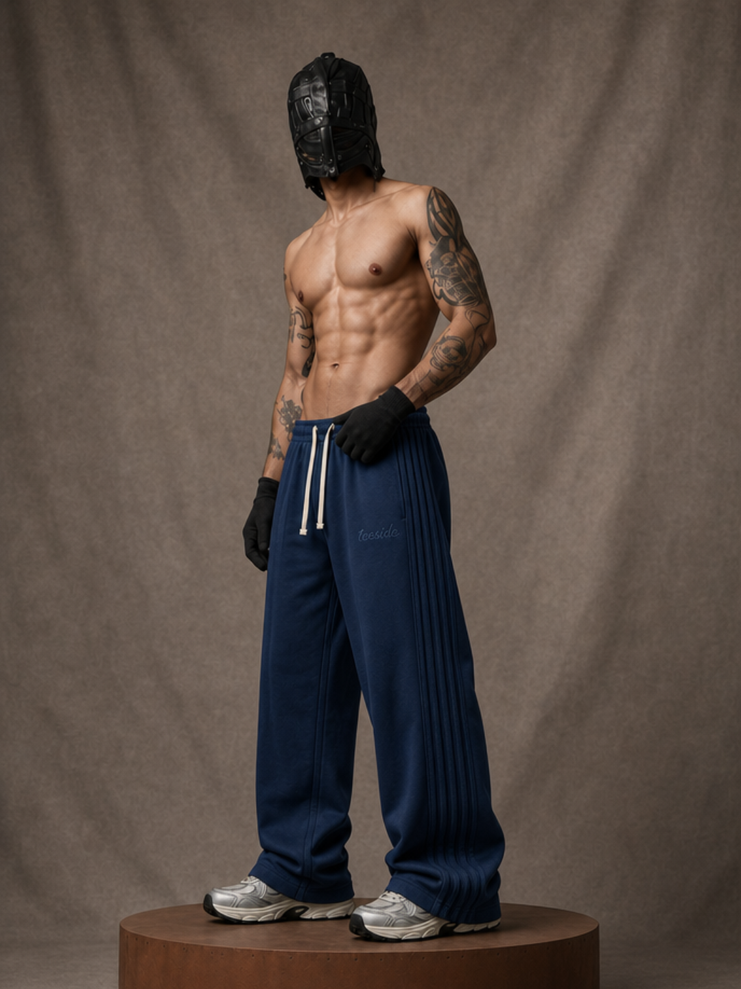 Pleated Navy Pants